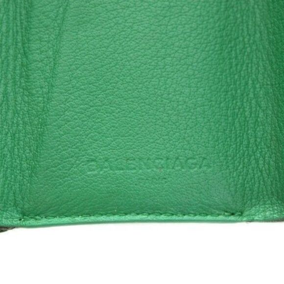Balenciaga Paper Mini Wallet Trifold Coin Purse Leather Green 391446 AN36 • OH - Picture 3 of 8